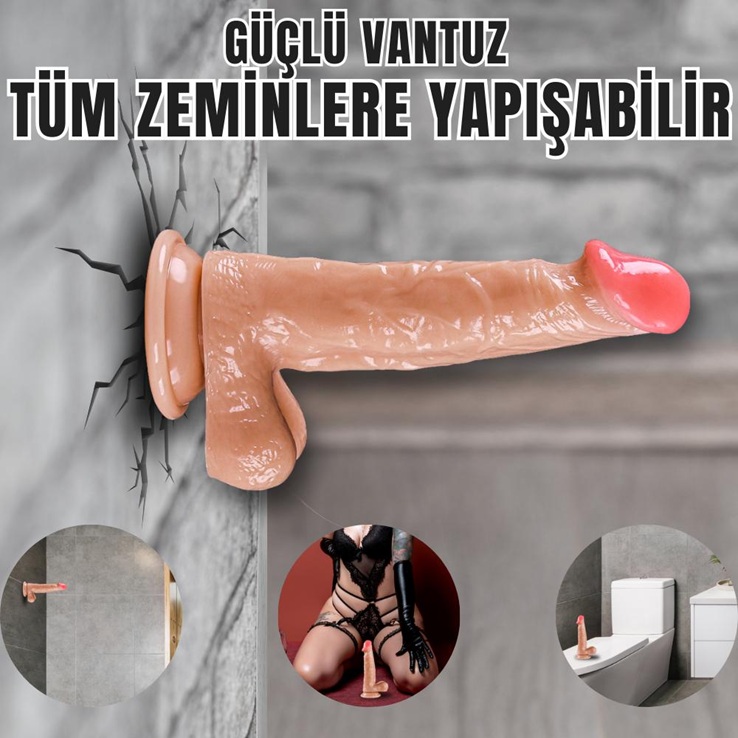 Realistik Dokuda Damarlı Vantuzlu Penis 18 CM