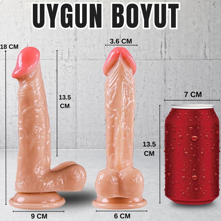 Realistik Dokuda Damarlı Vantuzlu Penis 18 CM